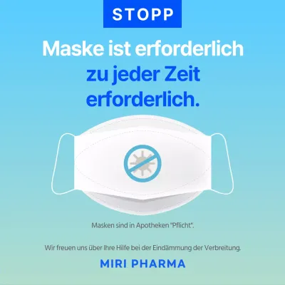 Blaue Maske einfache Anzeige COVID-19