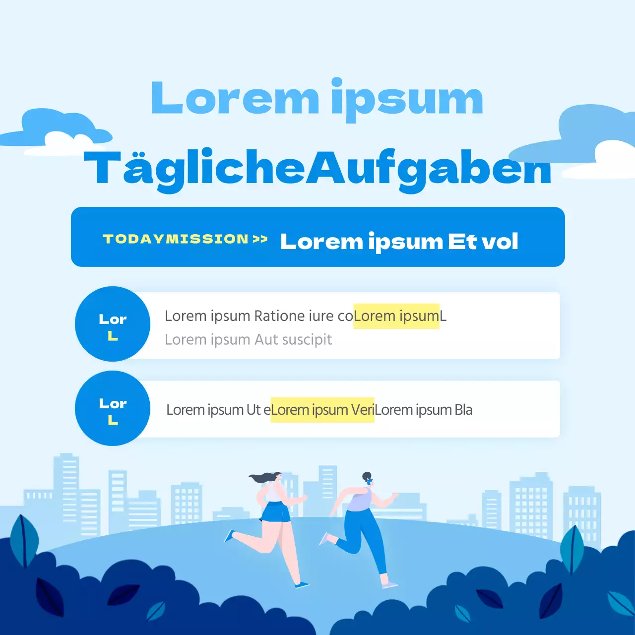 Illustration in blau Wie man den Urban Walking Circle täglich durchführt