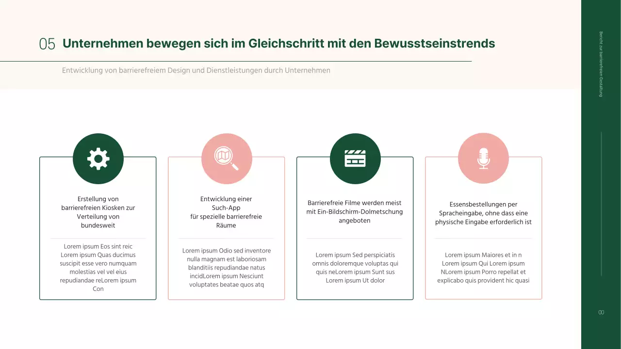 Einfache barrierefreie Aufgabenpräsentation in Beige und Grün