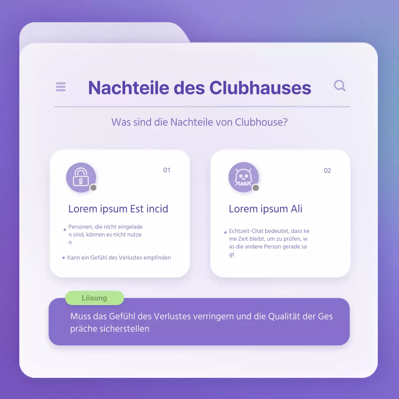 Sauberes Dateikonzept in Lila und Weiß, um Sie auf dem Laufenden zu halten