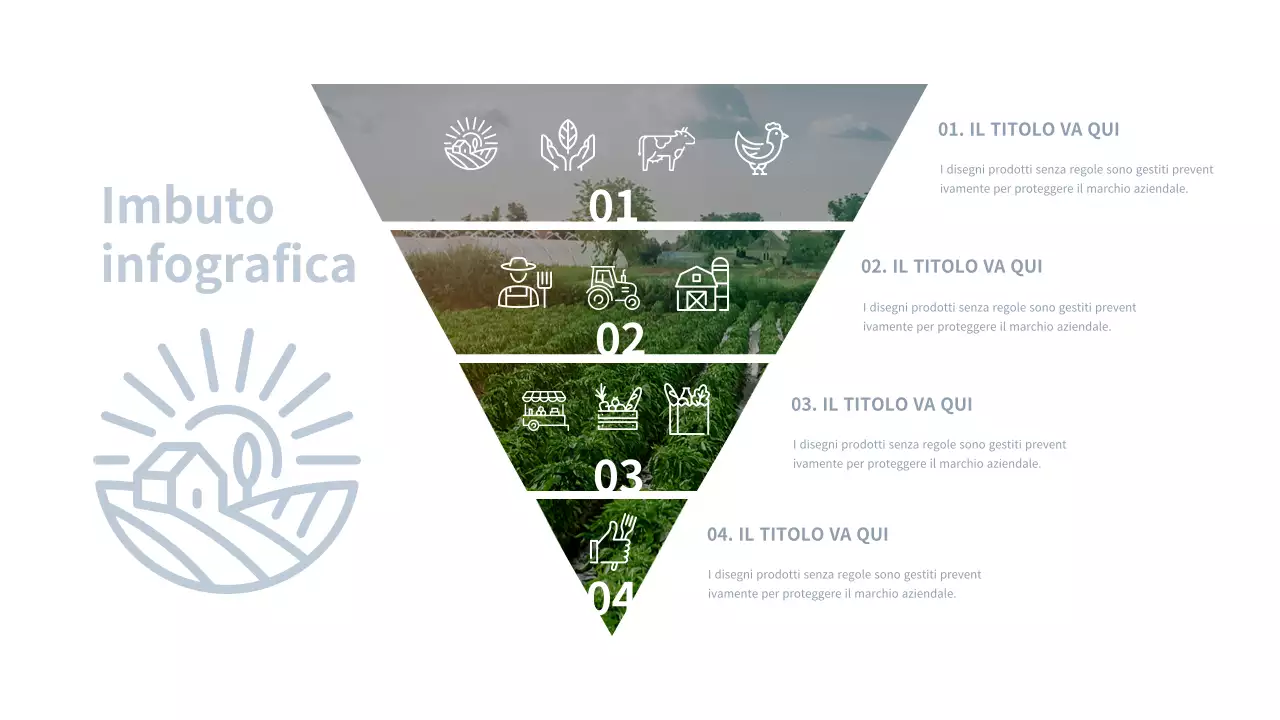 Infografica a imbuto con un'atmosfera di fattoria grigio-blu