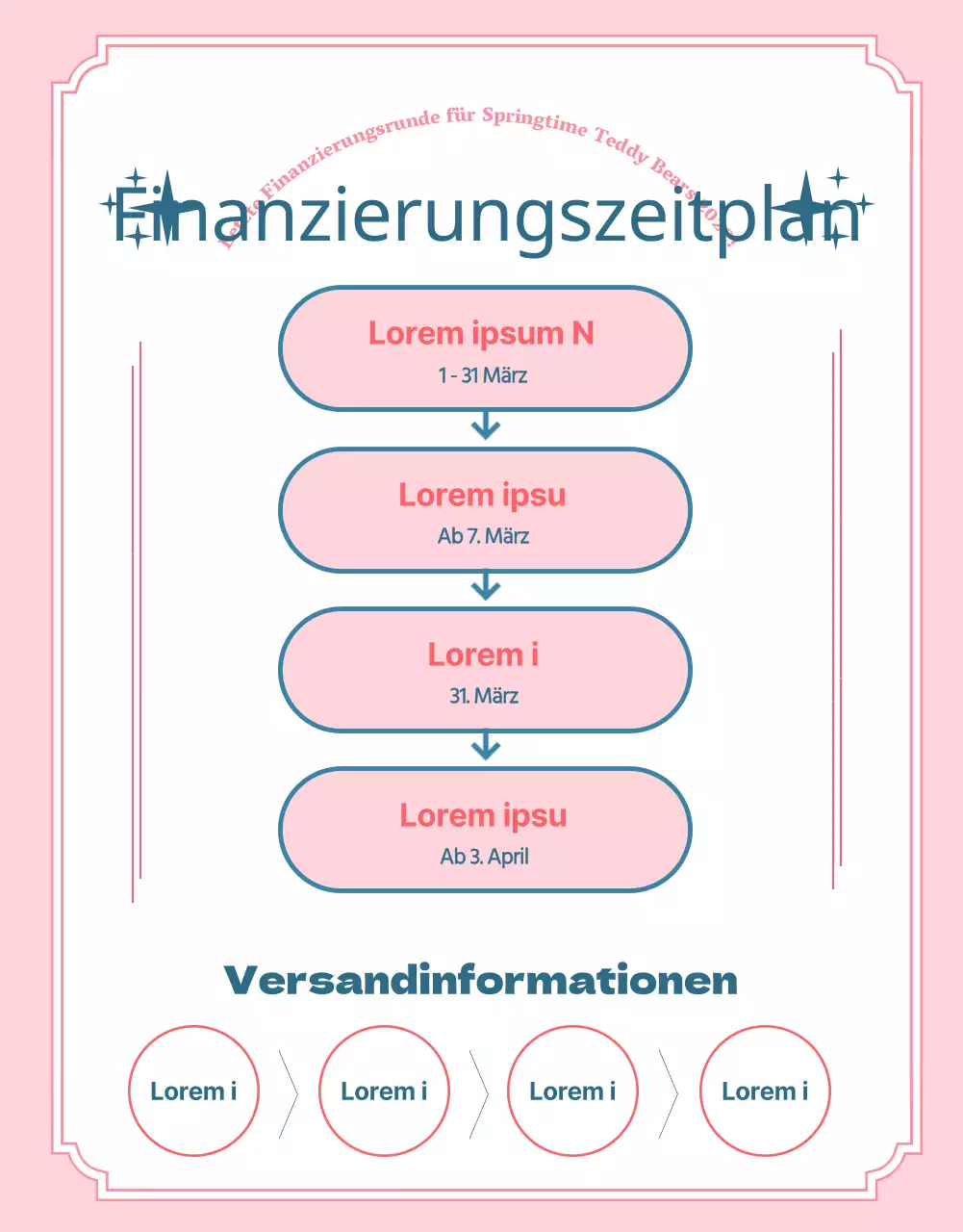 Ein Finanzierungsvorschlag für eine rosa und hellblaue Kuschelpuppe