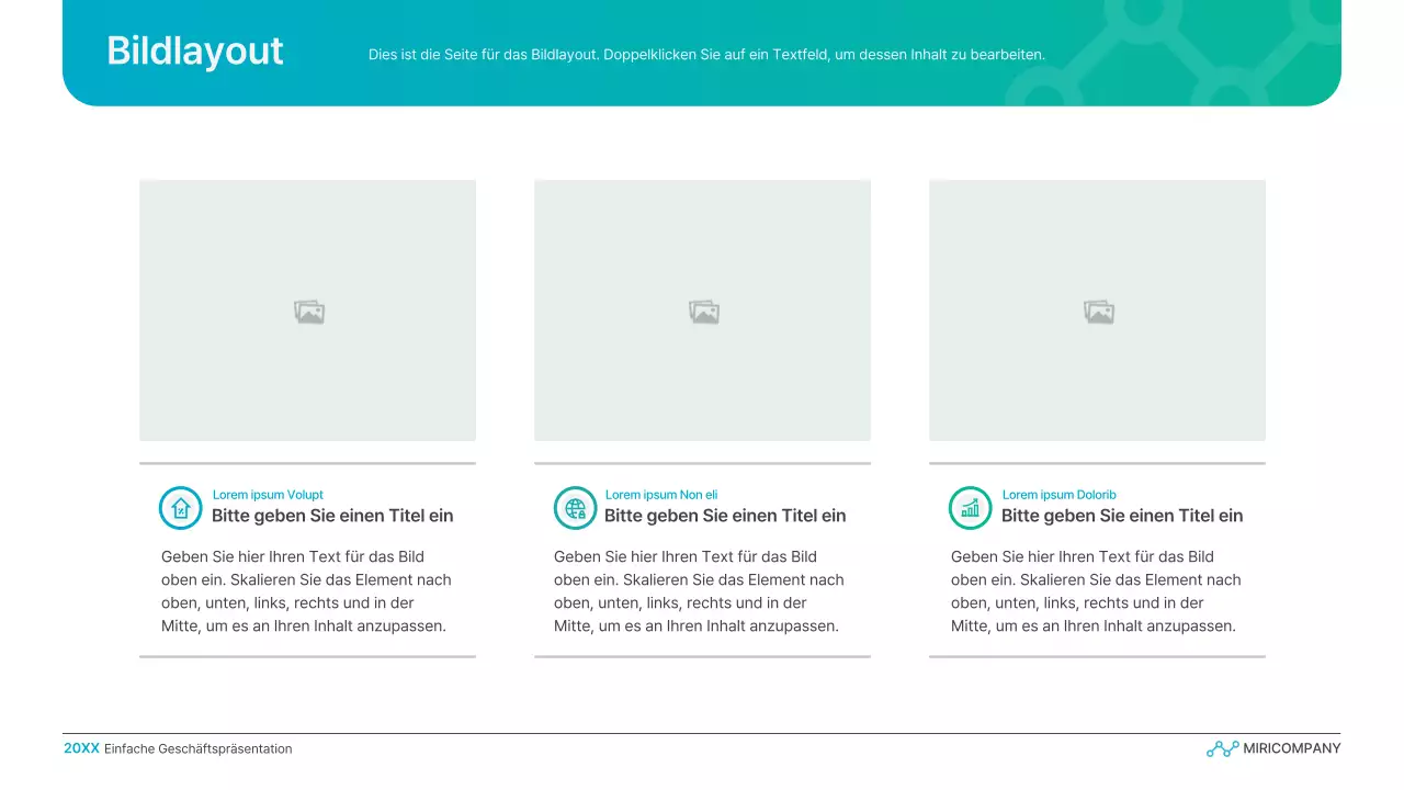 Einfache Geschäftspräsentation mit Farbverlauf in Hellblau und Grün