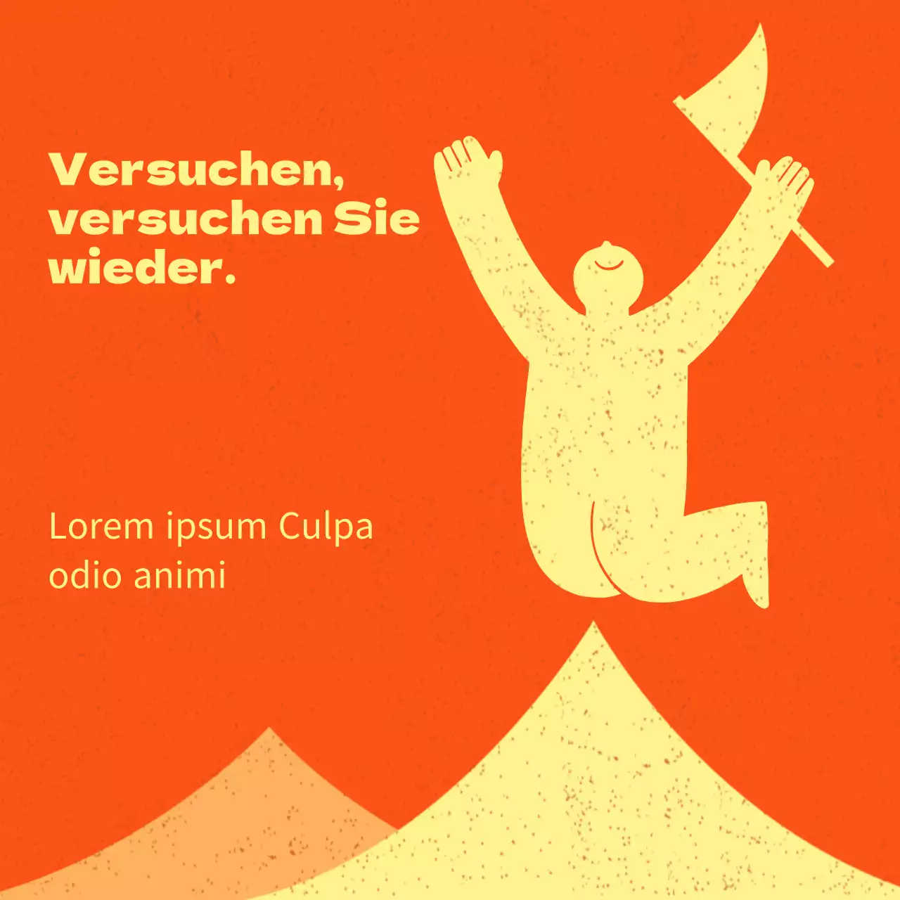 Einfache, orangefarbene, illustrierte Erfolgszitate mit orangefarbenem Inhalt