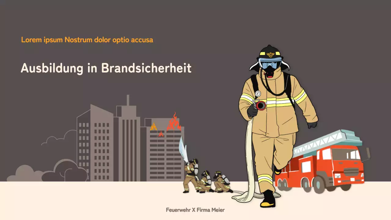 Brandschutztraining mit einem beigefarbenen Dateiexplorer-Konzept