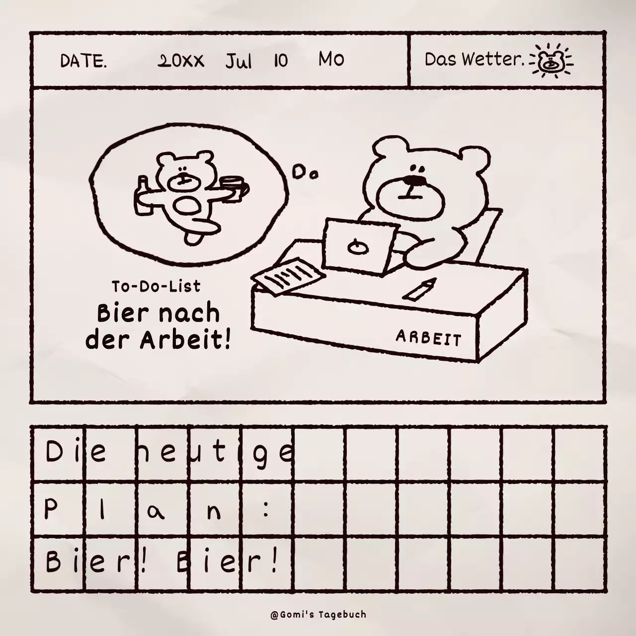 Niedlicher brauner Bär Illustration Tagebuch Bündelpackung