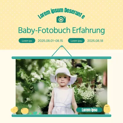 Gelb und grün gerahmtes Baby-Fotobuch Probanden gesucht