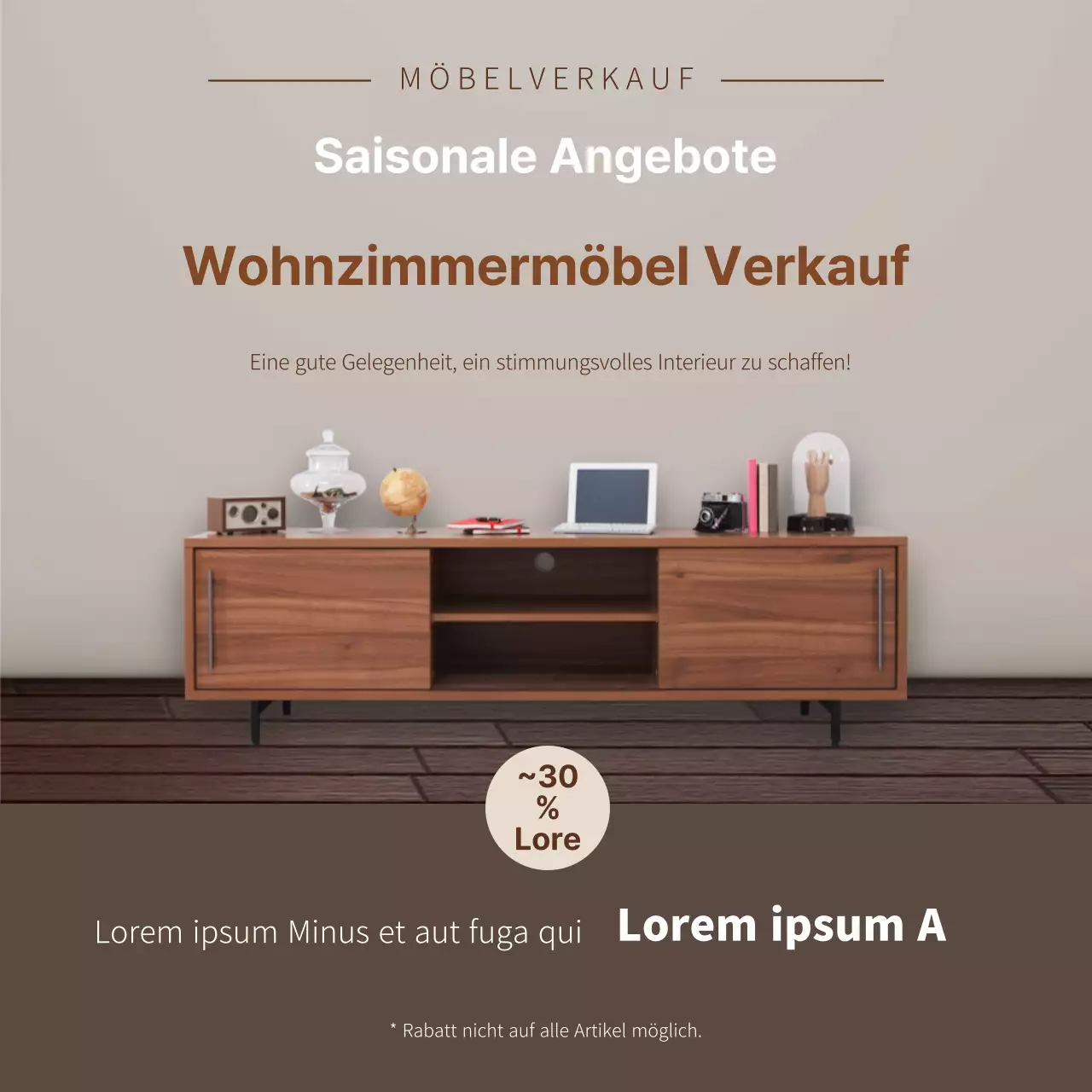 Braune Fotografie unterstreicht saubere Inneneinrichtung Event-Promotion