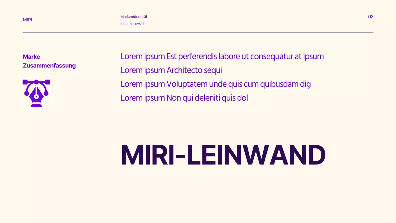 Markenrichtlinien mit klaren Textakzenten in Lila und Zitrone