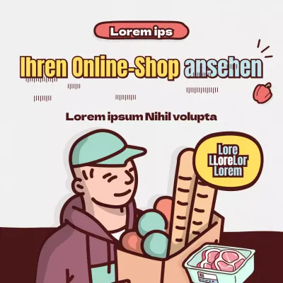 Linien-Illustration Online-Lebensmitteleinkauf Thema von Brown Mint