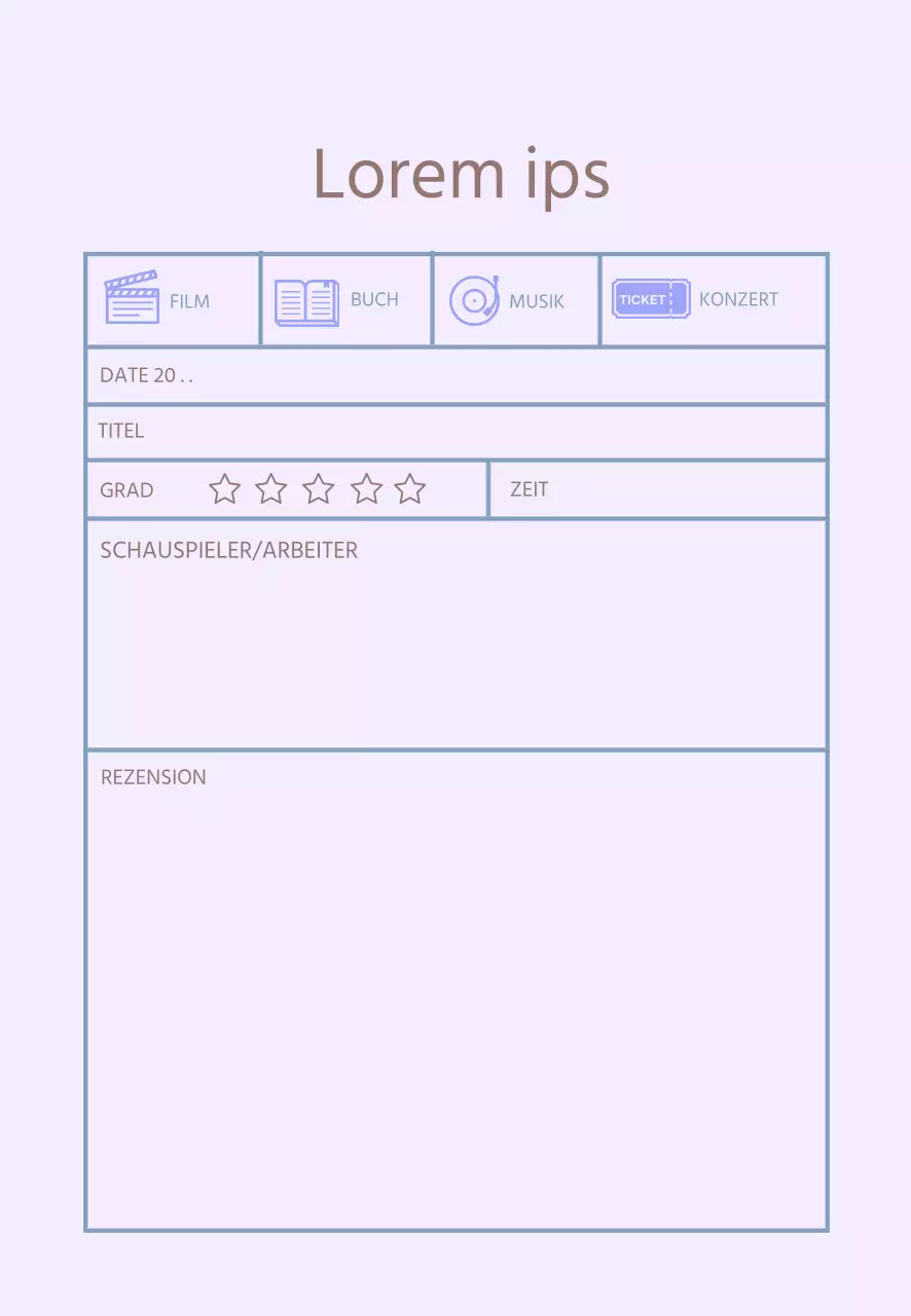 Lila Symbol Einfaches Bewertungstagebuch