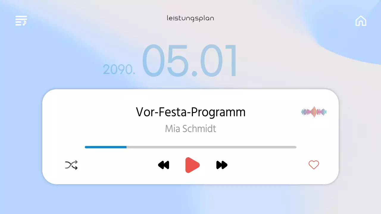 Eine emotionale Gig-Broschüre mit einem blauen Farbverlauf im Musik-UI-Stil