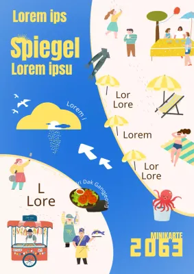 Blaue und gelbe Meereslandschafts-Minikarte