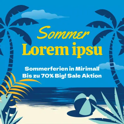 Niedlich illustrierte Verkaufsdetails in Blau und Gelb