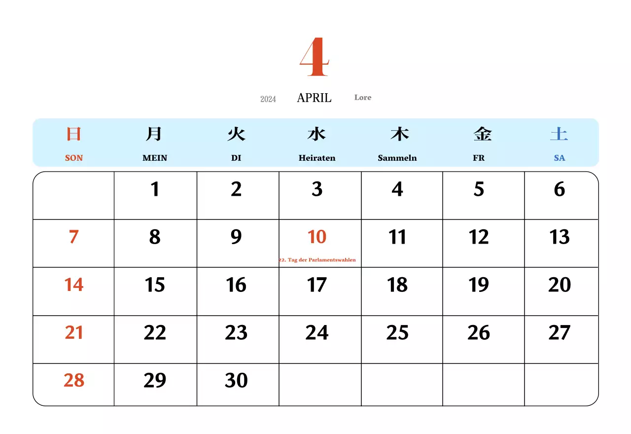 Retro-Konzept Nostalgie-Kalender in rot und blau