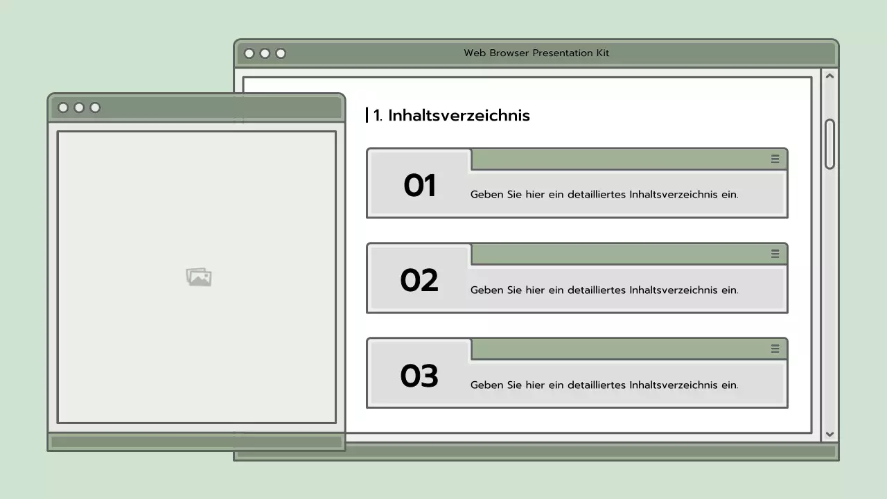 Präsentationsmappe mit einem hellblauen Browserkonzept