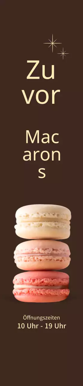 Macaron open promotion medium auf braunem Hintergrund