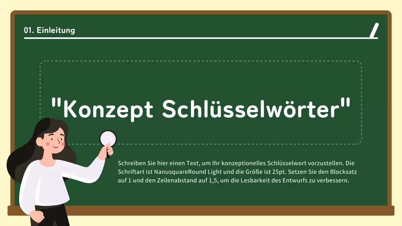 Grün-weiße Kreidetafel - Leitfaden für die Konzeption