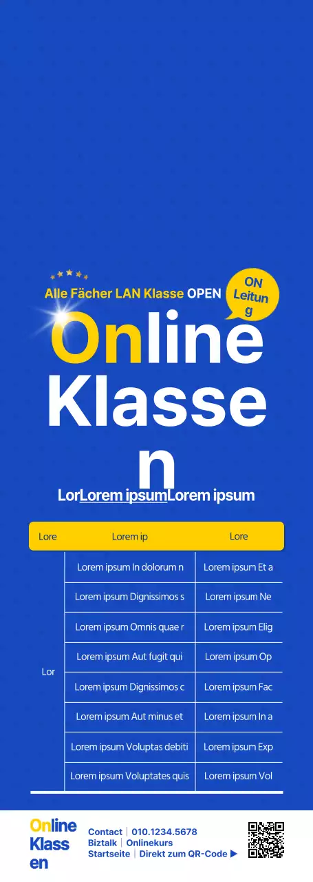 Sauberes Blau und Weiß für die Ankündigung und Bewerbung von Online-Schulungsangeboten