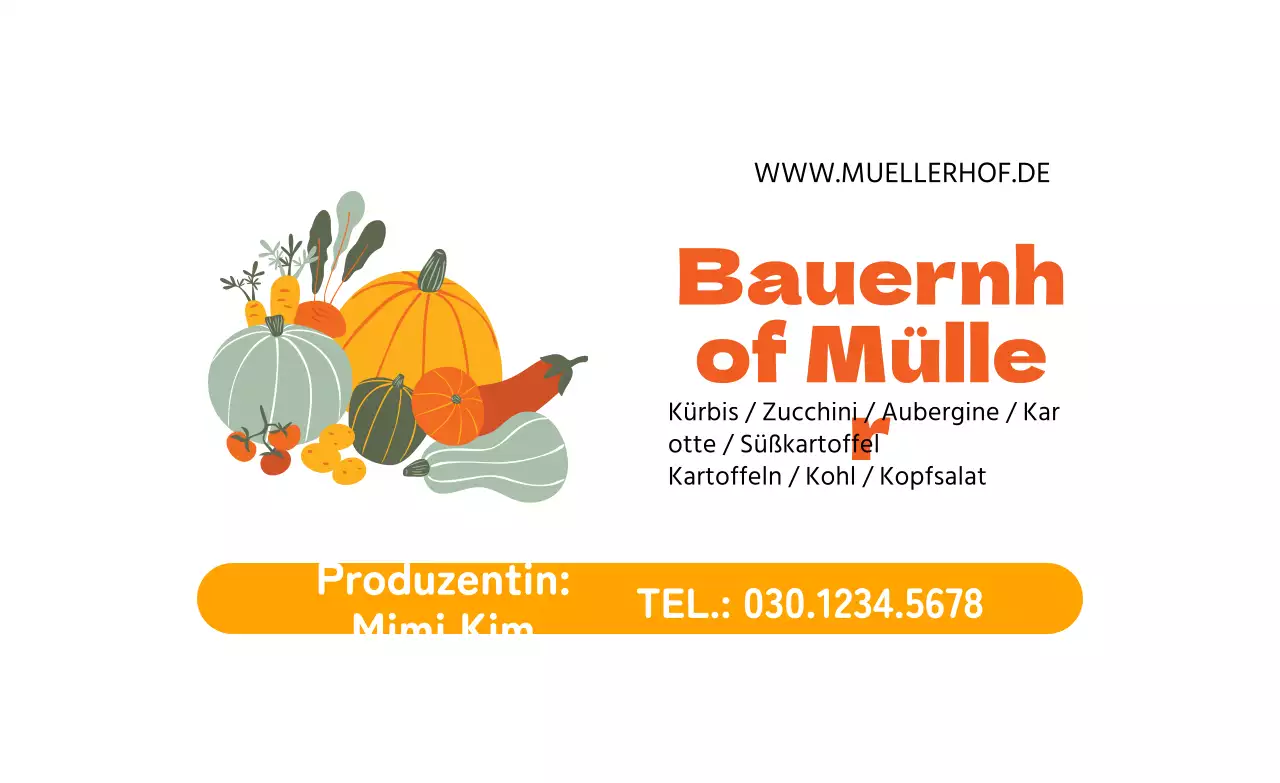 Gepflegter Bauernhof mit orangefarbener Illustration