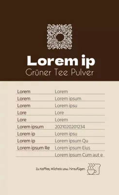 Braunes Logo saubere Lebensmittel schwarzer Tee Pulver Detail Etikett