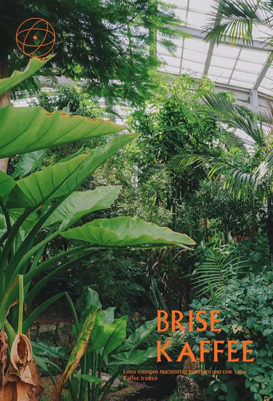 Förderung eines üppigen Sommercafés vor der Kulisse eines botanischen Gartens