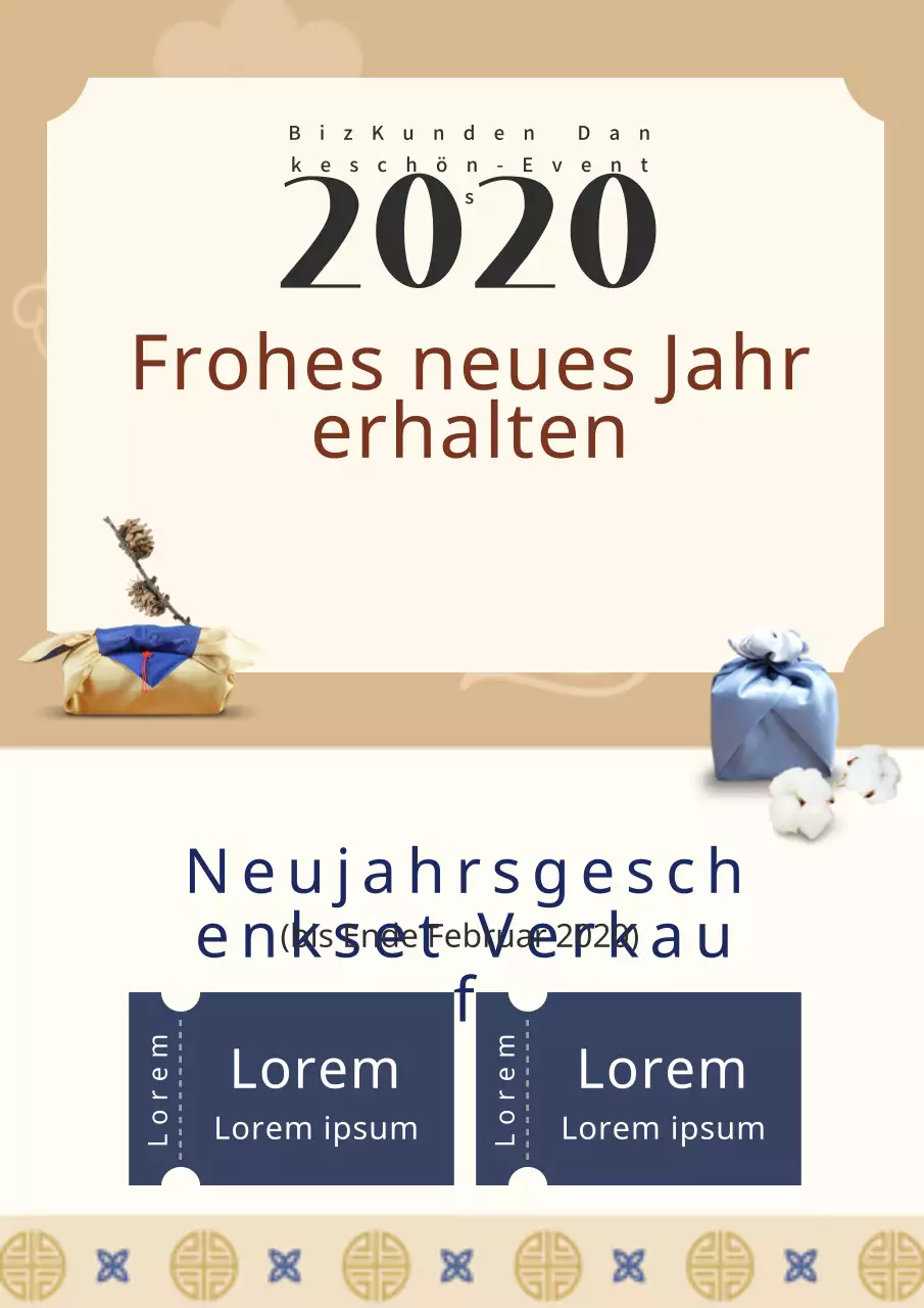 Webposter für den traditionellen Neujahrsverkauf in Goldton