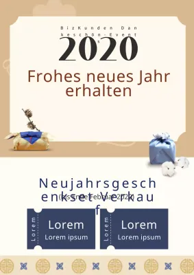 Webposter für den traditionellen Neujahrsverkauf in Goldton