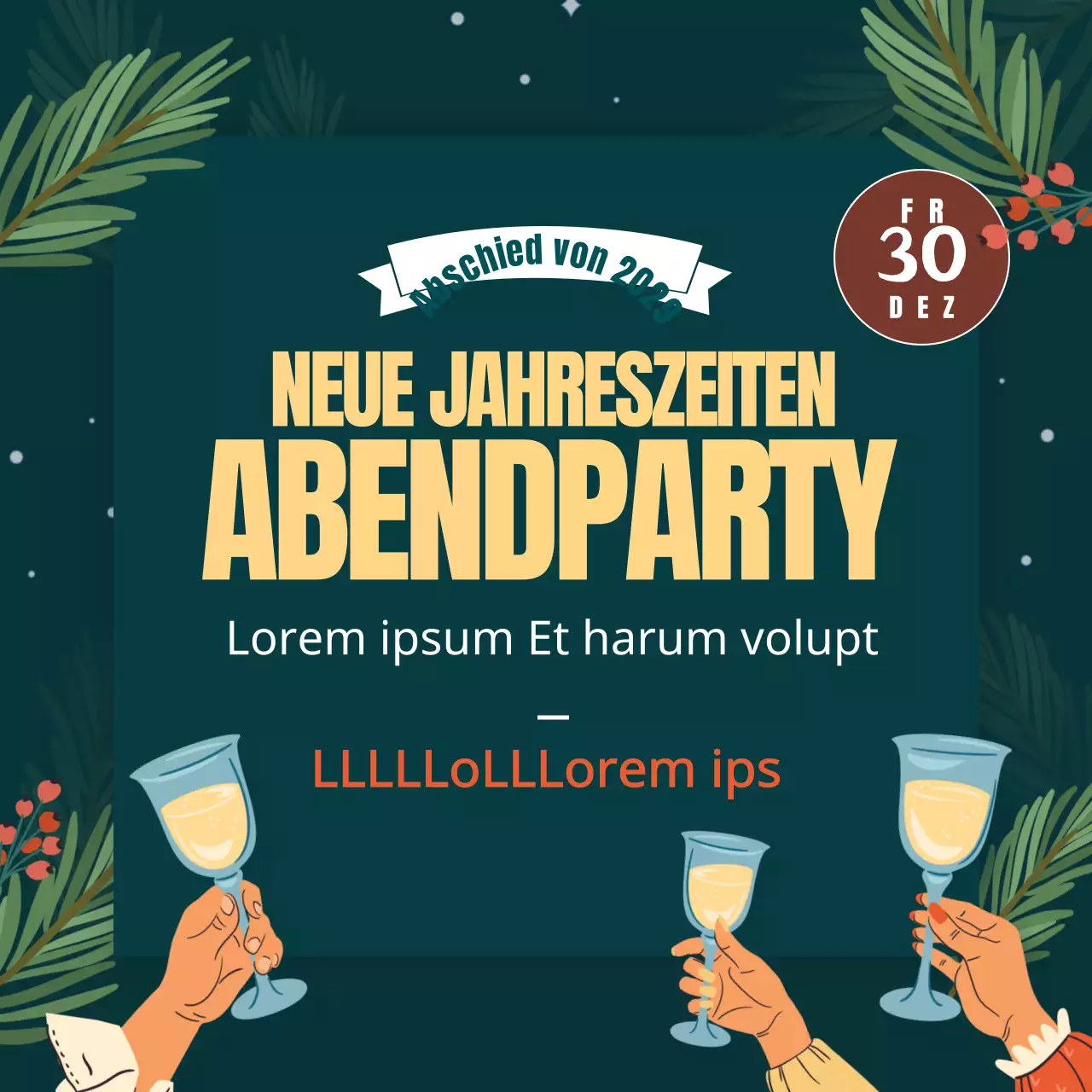 Ankündigungen für Weihnachtsfeiern zum Jahresende in Grün