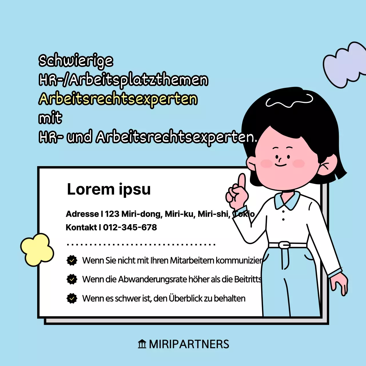 Lernen Sie mit einer pastellfarbenen, quirligen weiblichen Figur Wissenswertes über die Feiertage