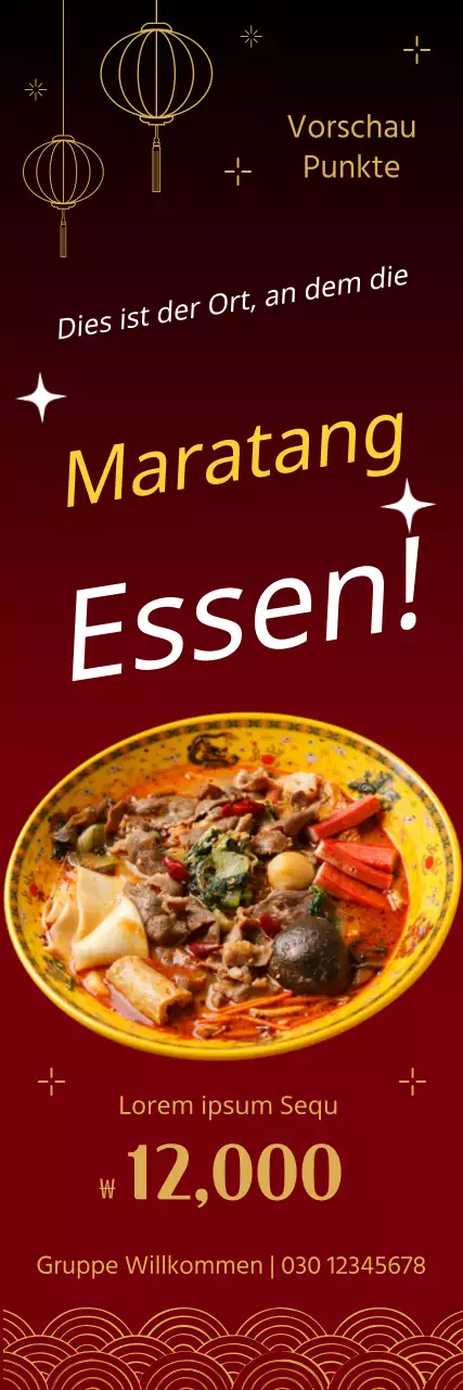 Eine traditionelle rote Igga Maratang-Restaurantwerbung