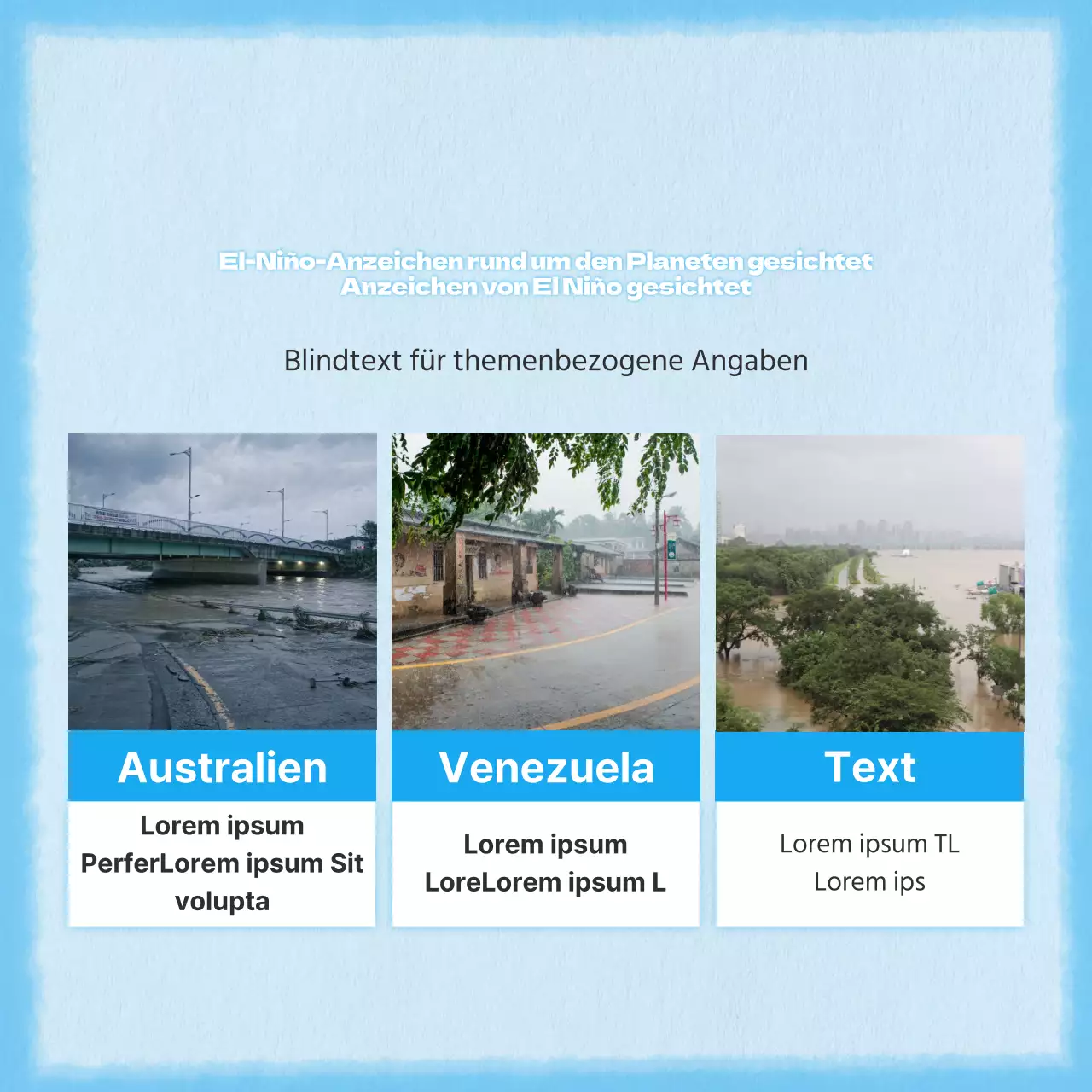 Ein einfaches und niedliches Konzept in Blau für die Klimainformationssäule