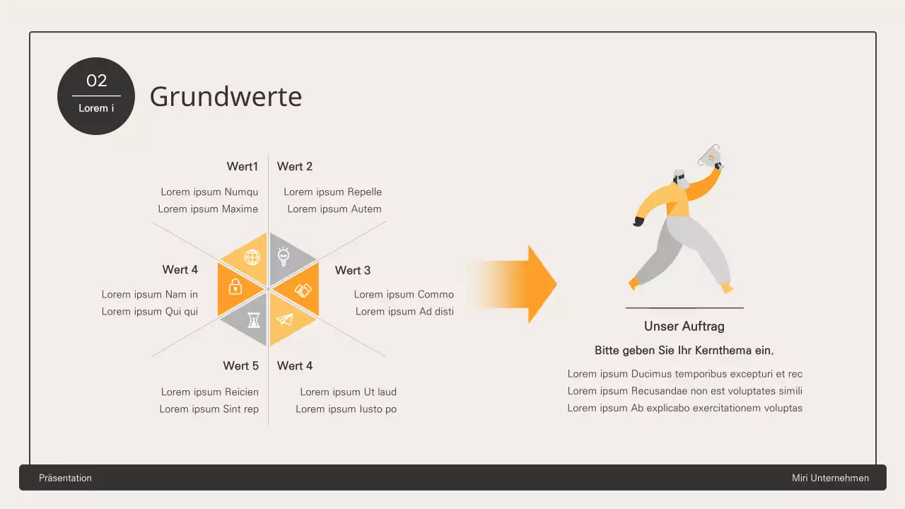 Geschäftsvorschlag mit gelben sechseckigen Elementen