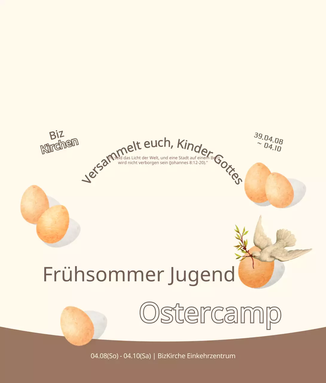 Emotionale Ostern Illustration Konzept in hellgelb und braun Informationen über Jugend-Osterlager