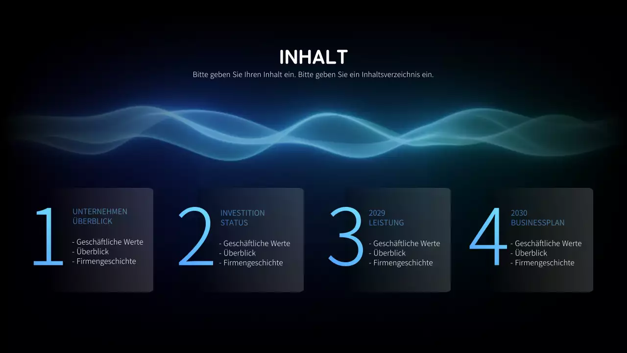 Jährlicher Geschäftsplan für die Automobilindustrie mit blauen und schwarzen beweglichen Grafiken