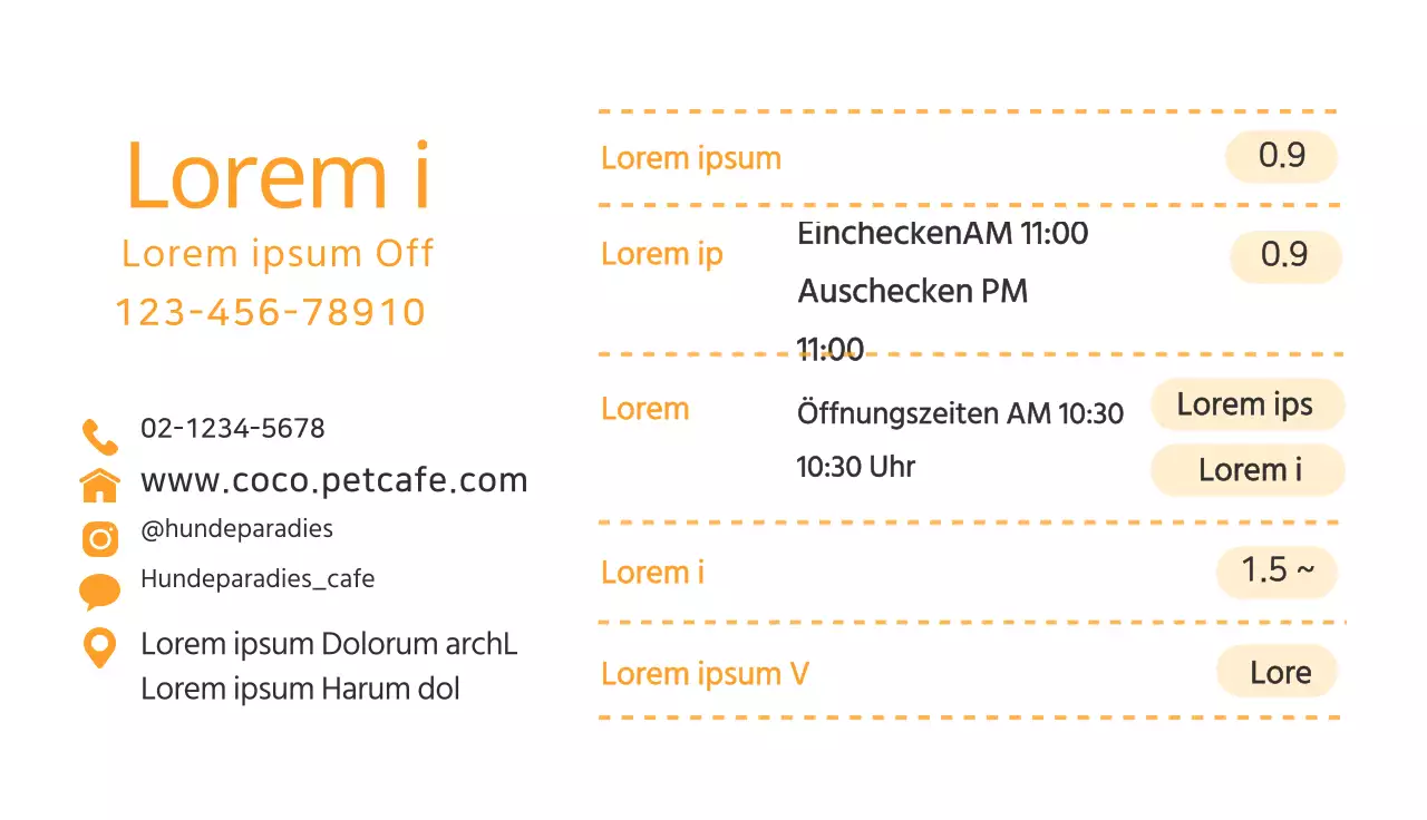 Nette Haustier-Café-Visitenkarte mit gelben Hund Illustration