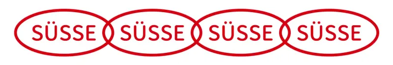 Eine einfache Kombination von Formen und Text in Rot mit Wiederholungen Style Cafe