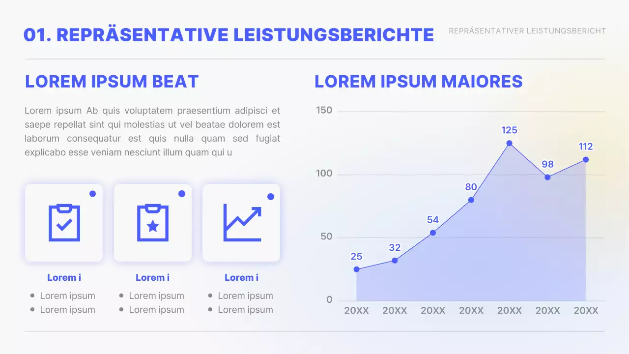 Gelber und blauer Farbverlauf Einfache Diagramme und Infografiken Konzeptioneller Leistungsbericht
