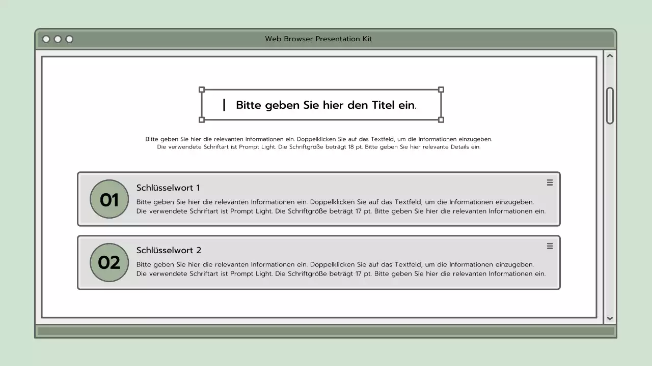 Präsentationsmappe mit einem hellblauen Browserkonzept