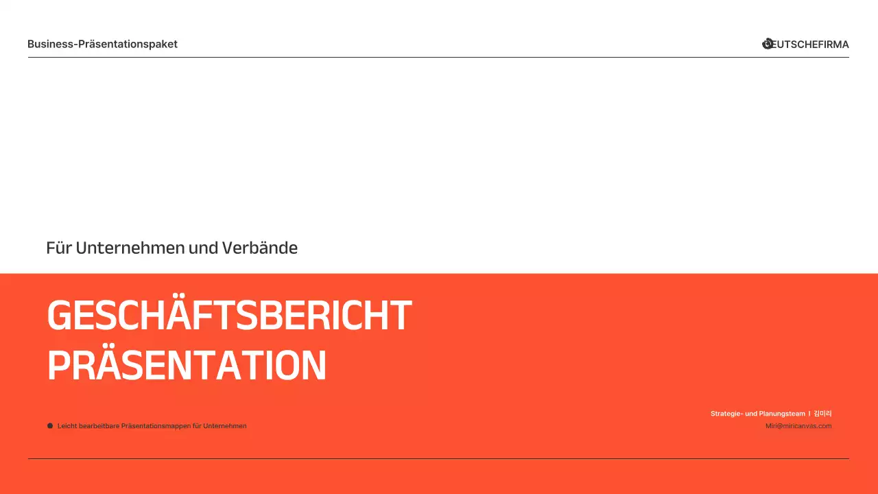 Geschäftsberichtspräsentationen in Orange und Grau