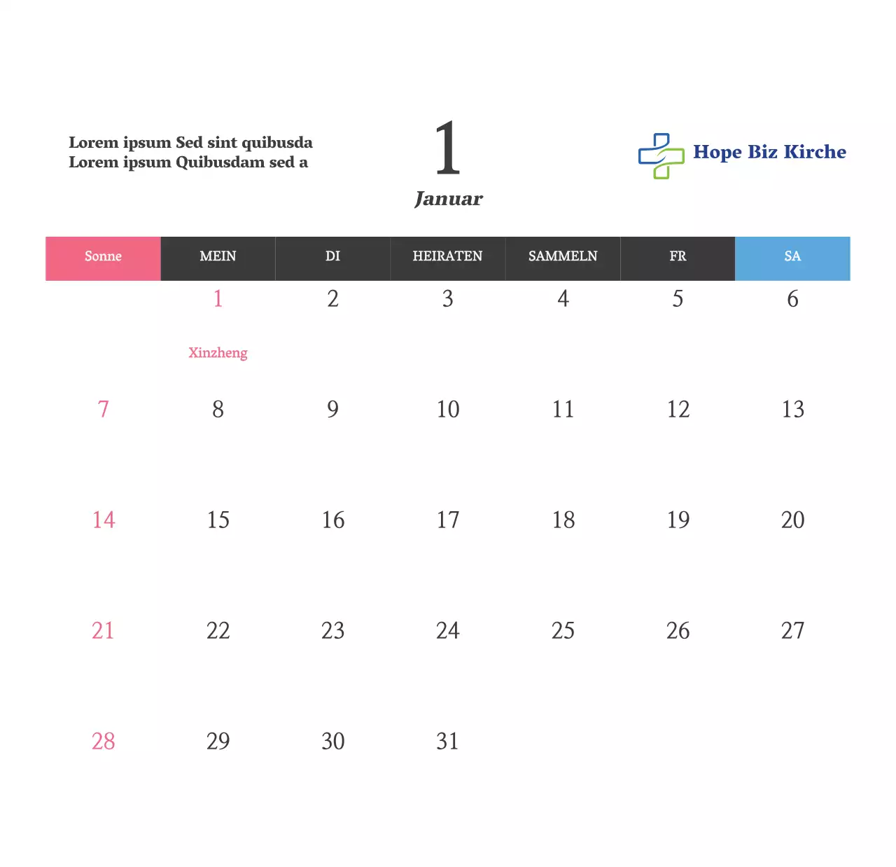 Einfacher Bibelvers-Kirchen-Tischkalender