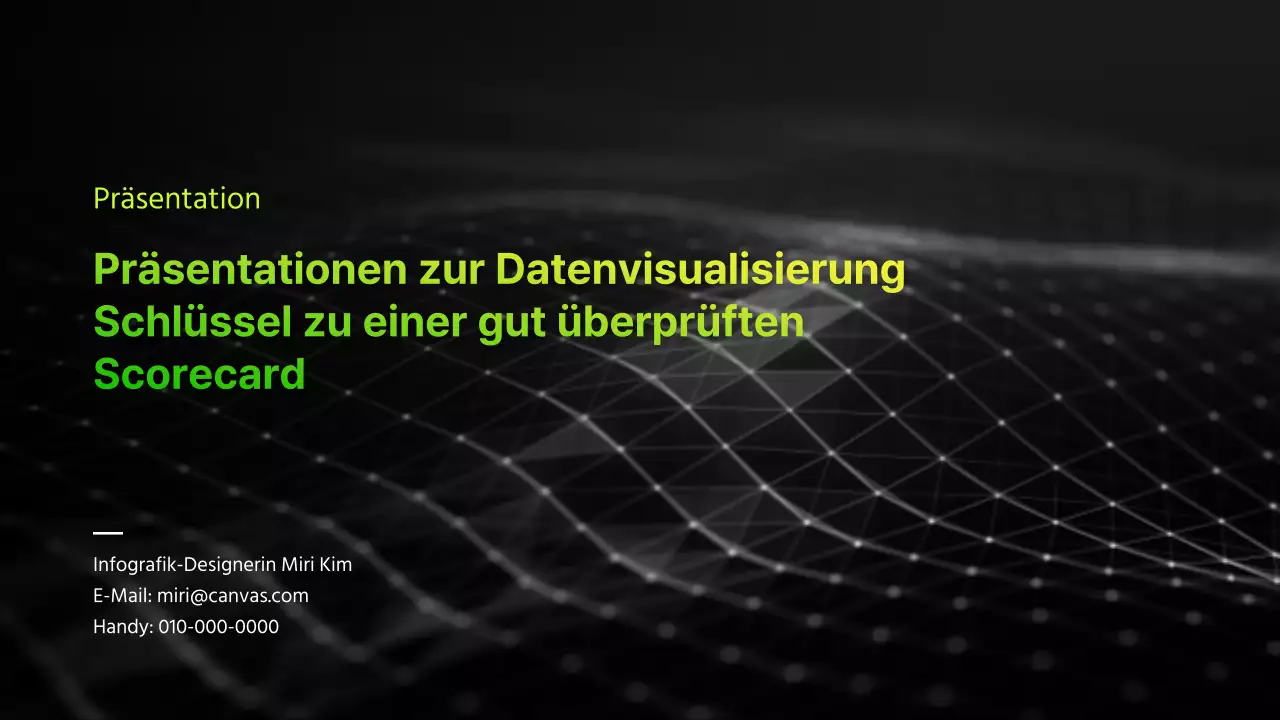 Infografische Geschäftspräsentation mit schwarzem und chartreusfarbenem Farbverlauf