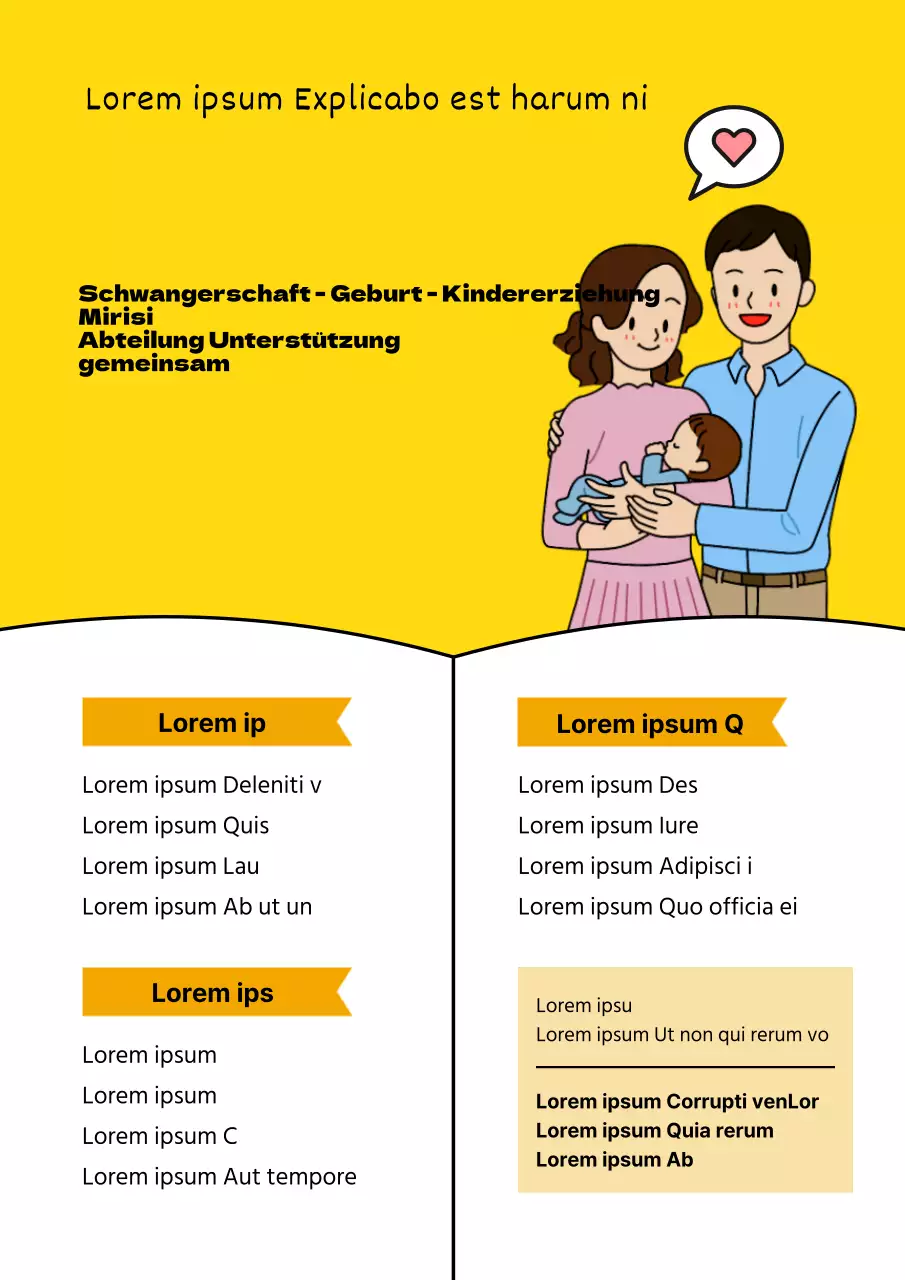 Gelber, sauberer und ordentlicher Hinweis auf die Unterstützung schwangerer Frauen