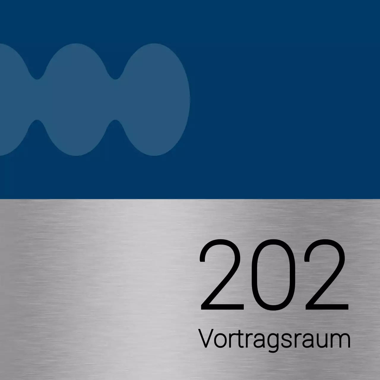 Namen von Universitätsklassenräumen mit einfachen blauen und schwarzen Formen als Akzente