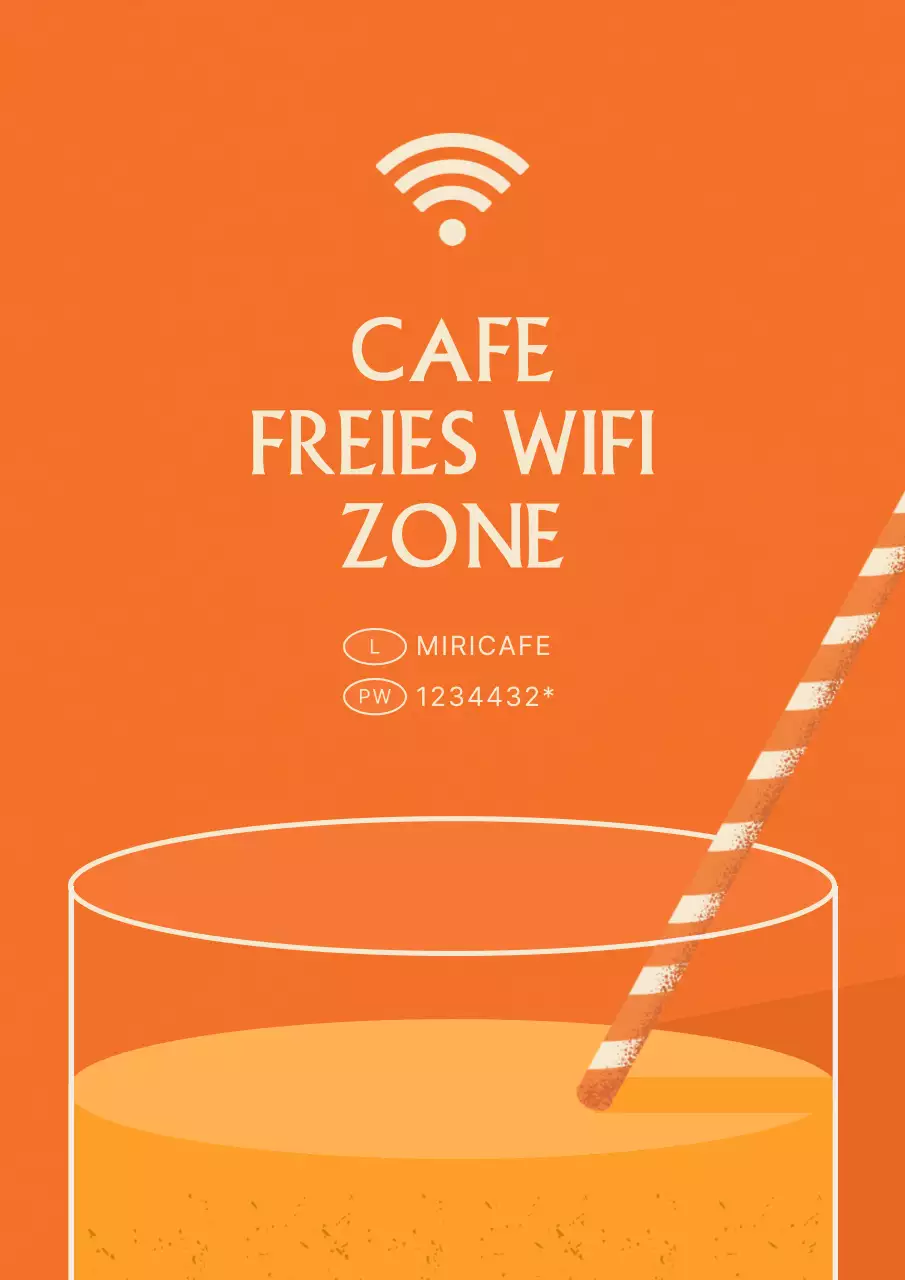Orange und gelbe Tasse Illustration Cafe wifi Führer