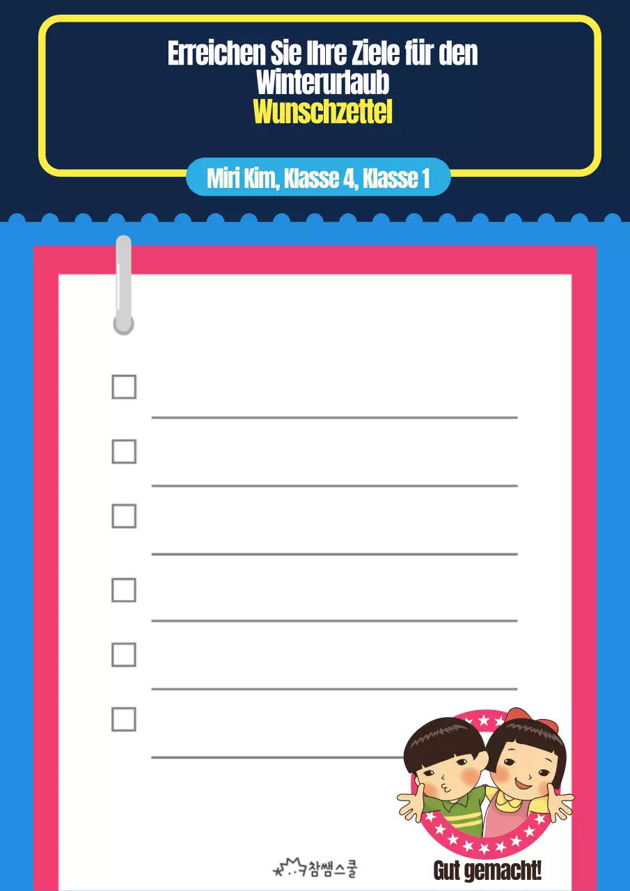 Blauer und gelber Planer für den Winterurlaub