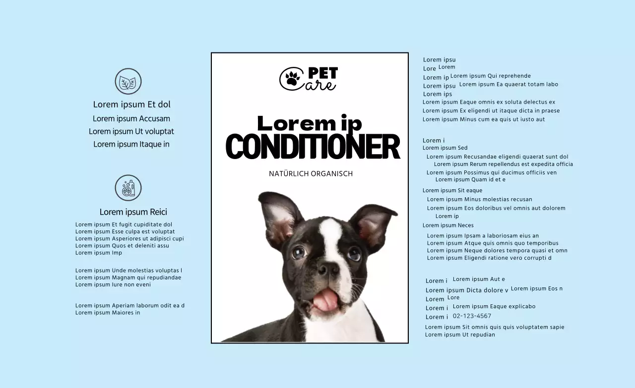 hellblaues Logo-Foto einfaches Haustier-Detail-Etikett