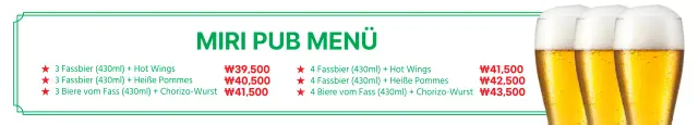 Eine saubere, weiß-grüne Menü-Tafel für das Hopfenhaus