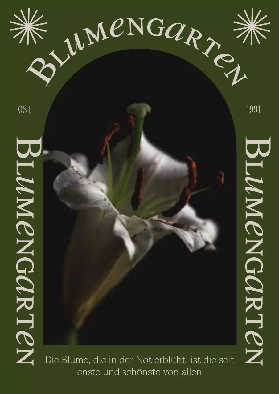 Grün Khaki Beige Vintage Floral Vertikal Poster