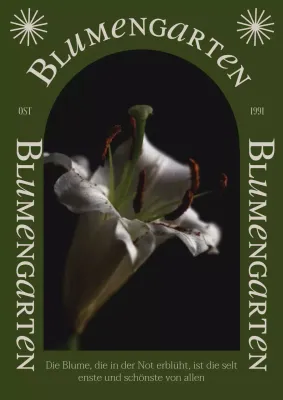 Grün Khaki Beige Vintage Floral Vertikal Poster